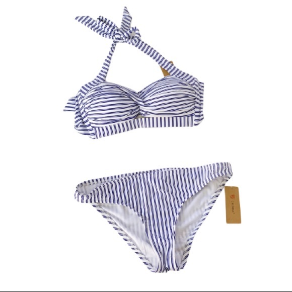 Daniel Cremieux Other - Cremieux Bikini Meridan Stripe Twist Halter Bikini Set